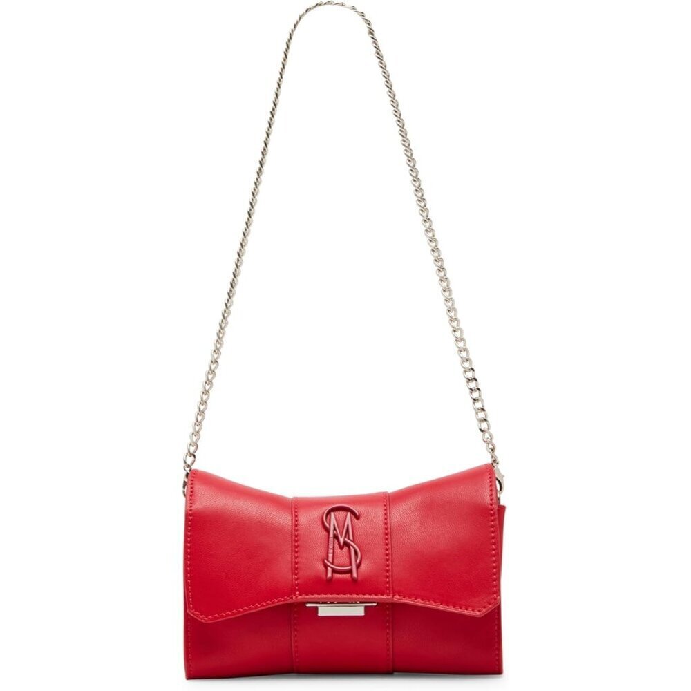 Bow Bag Croc-Embossed Faux Leather Red 7x3x5in Multiple Strap Options